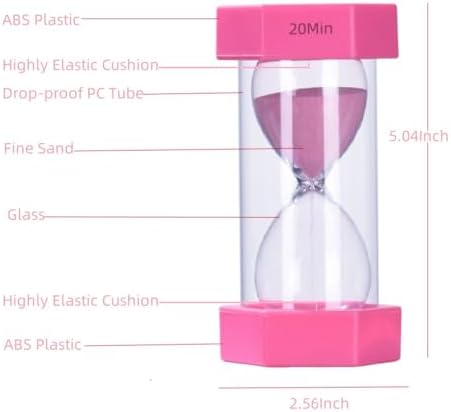 Colorful Sand Timers, Hourglass Sand Timers 20 Minutes Sandglass Timer with Protective Cover for Toothbrush Timer Games Classroom Home Office Cooking(Pink+20Min)…