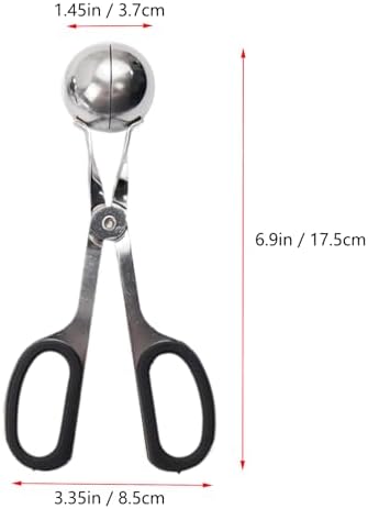2 Pcs Meatball Maker Tongs None-Stick Meatball Maker Stainless Steel Meat Ballers Scoop Ball Maker Ice Tongs for Meat, Cake Pop, Ice Cream Scoop, Fruit, Cookie Dough, Melon - Black（M Size）