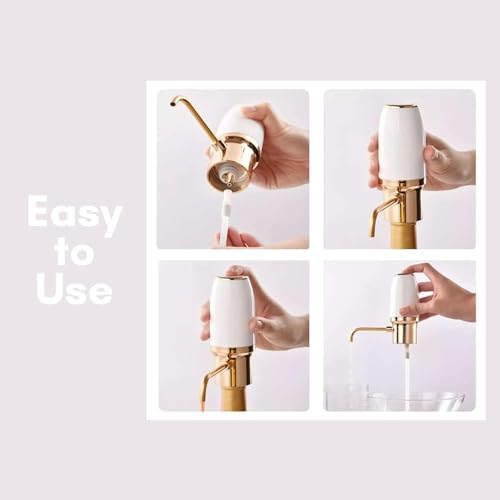 Electric Wine Aerator, Modern Wine Aerator, Electric Wine Dispenser, Gold and White Wine Pourer, Wine Pump, Automatic Wine Pourer, Wine Dispenser, Rechargeable with Micro USB Cable
