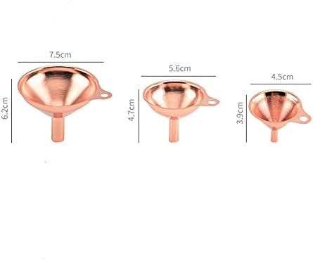 A Set of 3pcs Rose Gold Stainless Steel Durable Funnels for Filling Bottles Kitchen Canning Funnel Essential Oils Liquid Ingredients Powder