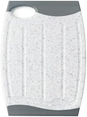 Small Non Slip Cutting Board, 7.48" Mini plastic Cutting Board for Small Kitchen Task, Unique Design with Multiple Juice Grooves! BPA Free, Dishwasher Safe, Easy Grip Handle (White)