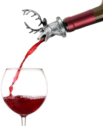 Stainless Steel Deer Wine Aerator Pourer - Deluxe Decanter Spout for Robust Red and White Wine - Pour Amore Bottle Pourer/Stopper & Air Diffuser by Chris's Stuff