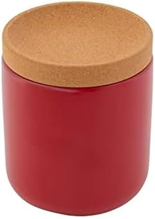 Kamenstein Ceramic and Cork Breathable Garlic Keeper to Allow Air Flor for Freshness, Stackable Space Saving Cork Lid, Natural Cork and Red Ceramic