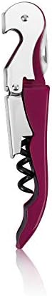 True Truetap Double Hinged Waiter's Corkscrew Wine Opener, Stainless Steel Wine Bottle Opener with Built In Foil Cutter, Home Bar Tools, Bar Cart Accessories, Wedding Gifts, Set of 1, Burgundy