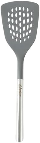 Oster Chadswyck 13” Slotted Turner Spatula, Heat Resistant Silicone Head, Stainless Steel Handle, Safe for Nonstick Cookware, Dishwasher Safe