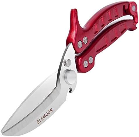 Heavy Duty Kitchen Shears,Poultry Shears with Safety Lock,Burgundy
