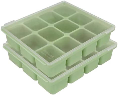 Baby Food Storage Silicone Cubes, Celadon Green, 12 Cubes 1.5oz