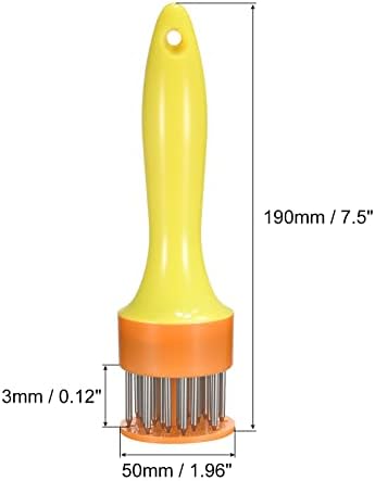 uxcell Stainless Steel Meat Tenderizer, Meat Mallet Needle Nails Kitchen Tools with Plastic Handle for Tenderizing Meats Steak Fish Chicken, Yellow