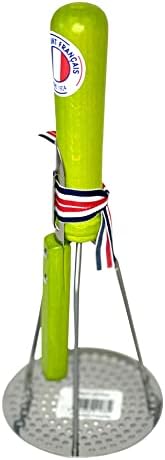 Roger Orfevre Stainless Steel Potato Masher & Peeler Combo, 100% Made In France, Wood Handle (Green)