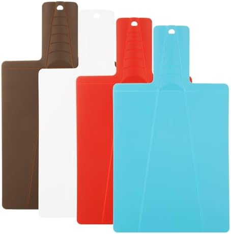 4 PCS Folding Cutting Board - Plastic Chopping Board for kitchen - Non Slip Easy Grip Handle Food Cutting Boards for Veggies, Fruit(11 inch x 7 inch)