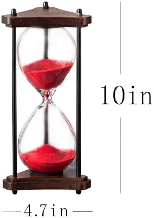 Hourglass Timer 60 Minute, Triangle Wooden Sand Timer, Red