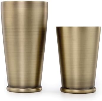 Barfly Cocktail Shaker Set with Weighted Bottom, Deluxe 18 and 28 oz, Antique Gold
