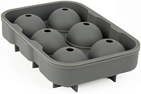 Ticent Ice Cube Trays Set of 2-Silicone Sphere Ice Ball Maker with Lid & Large Square Ice Molds for Whiskey, Cocktail & Brandy (Grey)