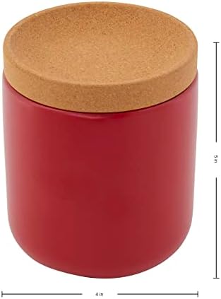 Kamenstein Ceramic and Cork Breathable Garlic Keeper to Allow Air Flor for Freshness, Stackable Space Saving Cork Lid, Natural Cork and Red Ceramic