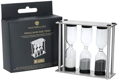 MasterClass Hourglass Triple Sand Timer, Soft Medium Hard-Boiled Eggs, Stainless Steel, 3,4,5 Minutes