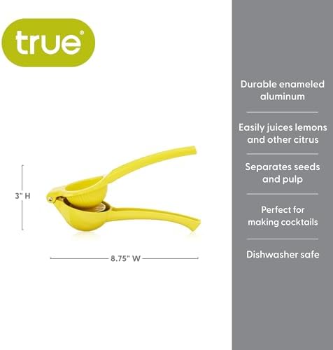 True Lemon Press, Handheld Juicer Squeezer, Citrus Juicer for Wedding, Birthday, Cocktail Parties, Kitchen Gadget, Home Bar, Set of 1, Yellow