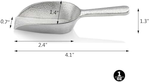 New Star Foodservice Cast Aluminum Flat Bottom Utility Scoop, 1oz, Extra Small Size, Silver, Hand Wash Only