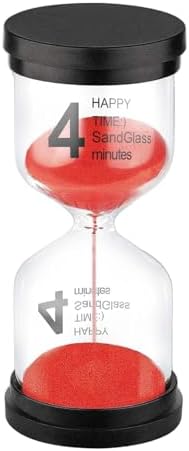 SuLiao Hourglass 4 Minute Sand Timer, Red Sand Clock, Plastic SandWatch Five Min, Small Reloj De Arena 4 Minutos, Colorful Hour Glass Sandglass, Games, Classroom, Kitchen, Decoration
