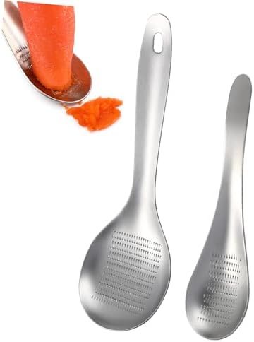 2Pcs Stainless Steel Garlic Grinders Ginger Grater Zester Spoons Fruit Vegetable Grater Spoon for Kitchen