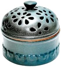 WF Ceramic Garlic Storage Jar, Chinese ceramic jewelry box, with Lid Storage Container, Porcelain Garlic Keeper for Kitchen Countertop, Blue 3"
