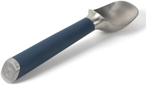 Calphalon Edge Ice Cream Scoop, Stainless Steel Ice Cream Scoop with Ergonomic Handle, Heavy-Duty Dipper for Hard Ice Cream, Gelato & Frozen Desserts, Navy