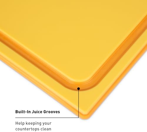 Cutting Boards Set of 3 - Dishwasher Safe Juice Grooves Easy Grip Handle Non-Slip Surface Yellow