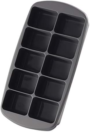 ZEROBOX Ice Cube Trays with Lids - Easy Release Silicone Ice Trays - Flexible 10 Square Cubes per Tray Ice Molds for Chilled Drinks, Whiskey & Cocktails - Stackable, Dishwasher Safe, BPA Free, Grey
