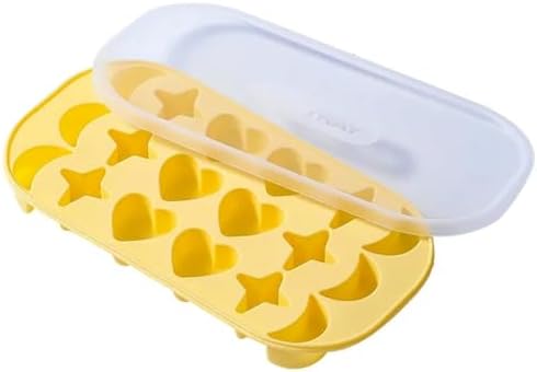 2 Pcs Silicone Ice Cube Trays, Moon, Star and Heart Shapes with Lids