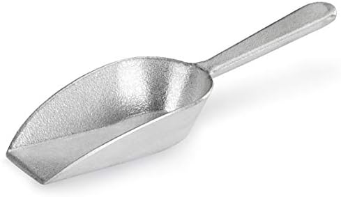 New Star Foodservice One-Piece Cast Aluminum Flat Bottom Bar Ice Flour Utility Scoop, 7-Ounce, Silver