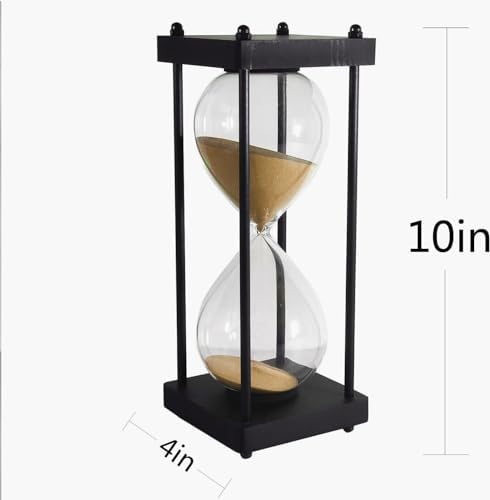SAMLONG Large Hourglass Timer 60 Minute, Black Wooden Sandglass, Golden