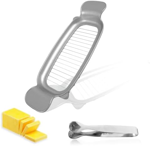 Butter Slicer Cutter,Cheese Slicers for Block Cheese with Stainless Steel Tweezer,Butter Cutter,Butter Slicer Cutter Cheese Slicer with Portable Grip for Butter, Cheese, Fruit, Baking