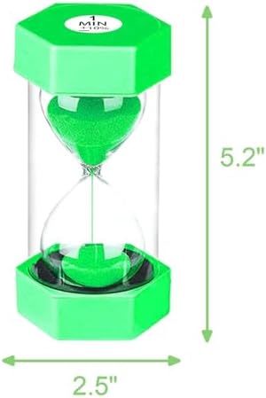 SuLiao Hourglass Sand Timer for Adult,Plastic Sand Clock 1/5 Minutes Set,Large Blue Green Sand Watch 1&5Min,Reloj de Arena Niños,Colorful Hour Glass Sandglass Timer for Classroom,Games,Kitchen,Decor