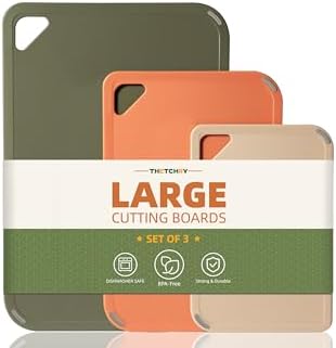 THETCHRY Plastic Cutting Board Set, Cutting Boards for Kitchen BPA Free