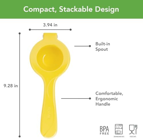 Tovolo Citrus Press Manual Hand Juicer Squeezer with Pour Spout Dishwasher Safe Aluminum Press Juicer for Lemon Lime Oranges Tangerine Pomegranate Fruit Ergonomic Grip for Efficient Juice Extraction