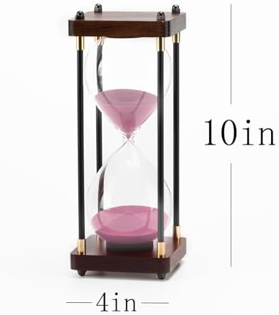 SAMLONG Large Hourglass Timer 60 Minute, Decorative Wood Sand Timer, Pink