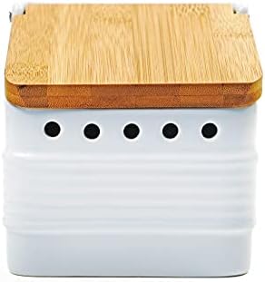 RSVP International White Stoneware Kitchen Collection, Stoneware Garlic Keeper, 4.5x4x4.5"