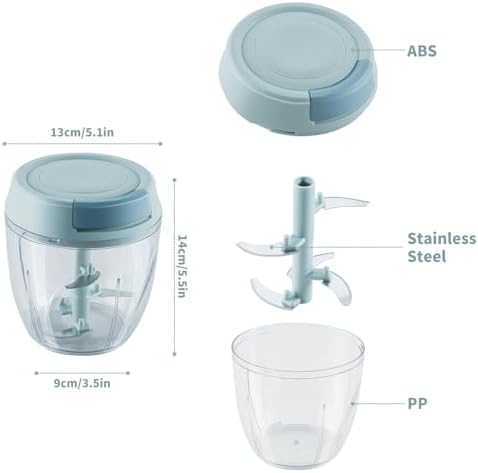 Small Manual Food Processor Protable Meat Salad Fruit Chopper Onion Cutter Garlic Mincer Kitchen Gadgets,900ml