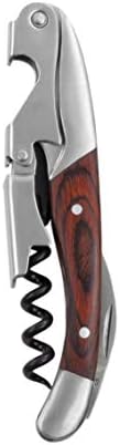 Twine Double Hinged Waiters Corkscrew Wine Opener with Built-in Bottle Opener and Foil Cutter, Durable Stainless Steel with Wood Handle, Home Bar, Kitchen, Travel, Gifts for Wine Lovers, Set of 1