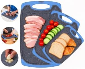 Viretang Non Slip Cutting Board Set For Kitchen, 3 Pieces, Dishwasher Safe