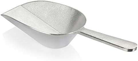 New Star Foodservice One-Piece Cast Aluminum Flat Bottom Bar Ice Flour Utility Scoop, 16-Ounce, Silver