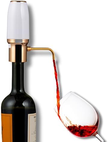 Sip & Shimmer Electric Wine Aerator & Wine Dispenser, Rechargeable Automatic Wine Pourer, White & Gold Wine Accessory, Wine Gift for Wine Lovers