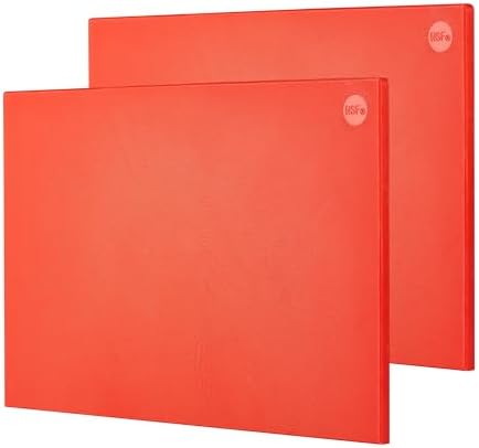 CURTA 2-Pack Red Cutting Boards for Kitchen, 24" x 18" x 0.5" Color Coded Plastic Chopping Board with Anti Slip Surface Dishwasher Safe