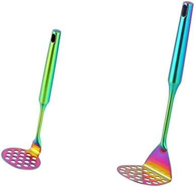 Stainless Steel Potato Masher for Non-Stick, Sturdy and Durable Whole Shaped Food Masher Hand Kitchen Aid, Avocado Masher Kitchen Tool Dishwasher Safe (2 Pcs)