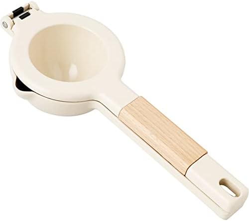 Citrus Squeezer, Metal Manual Juicer Lemon Squeezer with Wooden Handle, Hand Citrus Juicer Kitchen Tool(White)