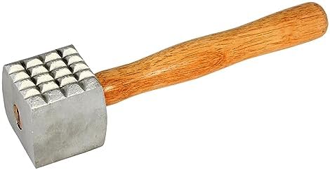 TrueCraftware- 13" Aluminum Meat Tenderizer with Wooden Handle- Meat Tenderizer Hammer Dual-side Mallet for Kitchen Heavy Duty Pounder For Tenderizing Steak Beef Chicken and Fish