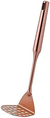 Stainless Steel Potato Masher for Non-Stick, Sturdy and Durable Whole Shaped Food Masher Hand Kitchen Aid, Avocado Masher Kitchen Tool Dishwasher Safe (11.4 in, Rose Gold)
