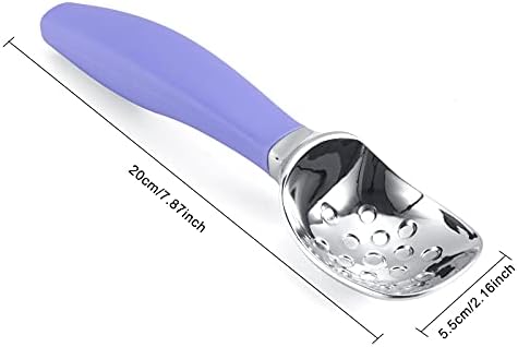 Professional Ice Cream Scoop with Ergonomic Anti-Slip Handle - Rust-Proof Zinc Alloy, Anti-Freeze Design for Home & Commercial Use (Purple)