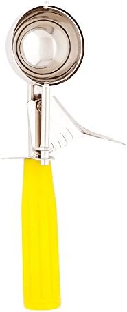 Restaurantware Bundle: 3 Ice Cream Scoops Trigger Release Stainless Steel Dishers 2/ 4 / 8 Ounce Cookie Scoops For Baking, Yellow, Gray and Orange, Portion Control, Cookie Dough, Cupcake Batter