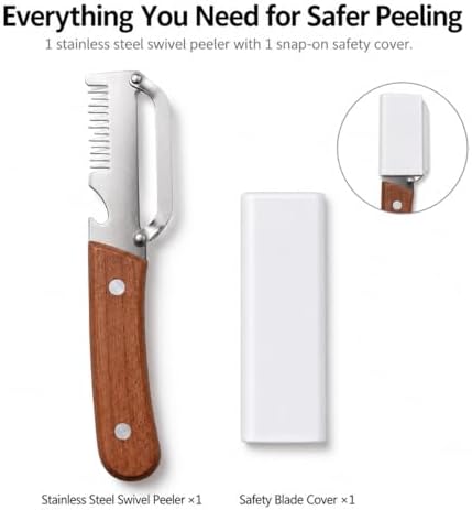 Vegetable Peeler for Kitchen, Stainless Steel Potato Peeler Hand with Safety Cover, Ultra Sharp Swivel Carrot & Fruit Peeler with Ergonomic Grip