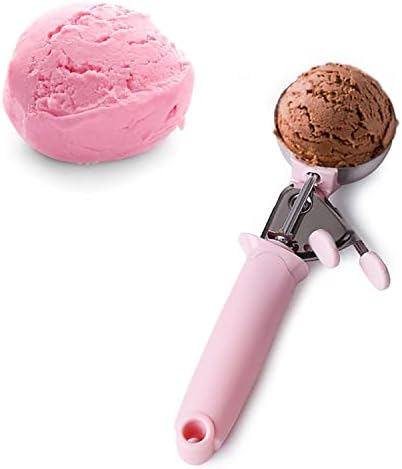2 Pack Ice Cream Scoop Cookie Dough Scoop With Trigger Pink Handle for Cookie Dough Cupcake Batter Ice Cream Portion Control (Pink）